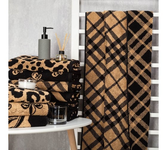 Изображение товара Махровое полотенце Этель Клетка 70x130 см, 420 гр/м2, 100% хлопок 6851375