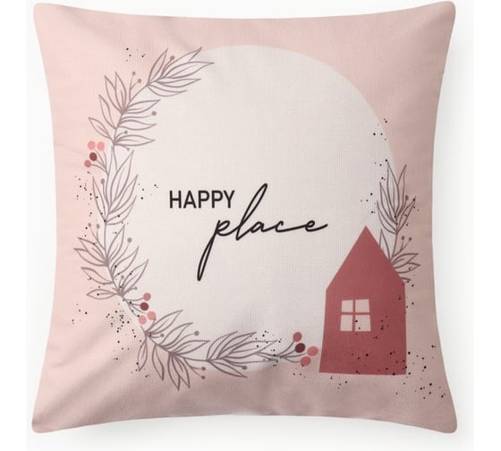 Изображение товара Чехол на подушку Этель Happy place, 40х40 см, 100 п/э, велюр 10440215
