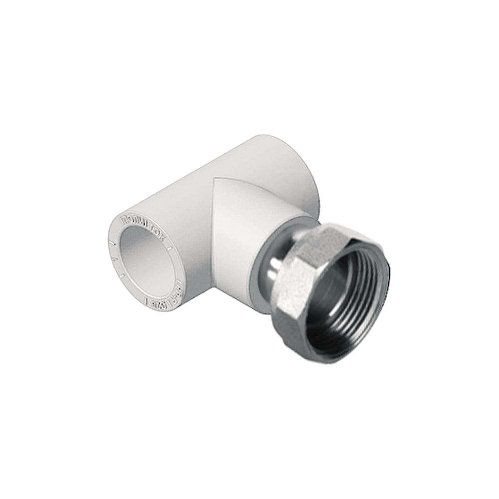 Изображение товара Тройник с накидной гайкой Политэк 20x1/2" PPRC белый