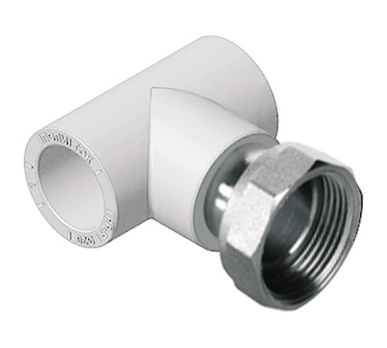Изображение товара Тройник с накидной гайкой Политэк 32x1 1/4" PPRC (белые) 9888103214