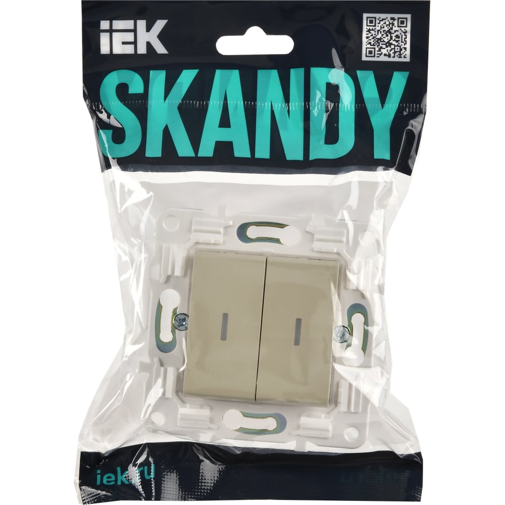 Изображение товара Выключатель 2-клавишный IEK SKANDY SK-V09B с индикацией 10А бежевый Изображение товара Выключатель 2-клавишный IEK SKANDY SK-V09B с индикацией 10А бежевый
