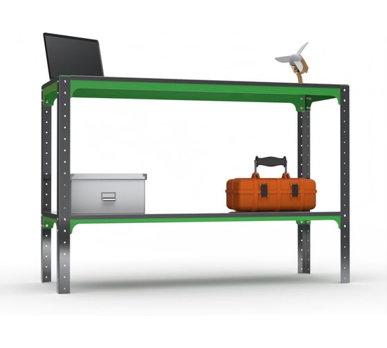 Изображение товара Стол-верстак ООО Металекс Metalex серия KIT 950х1600х500 одна полка, серо-зеленый, 204016