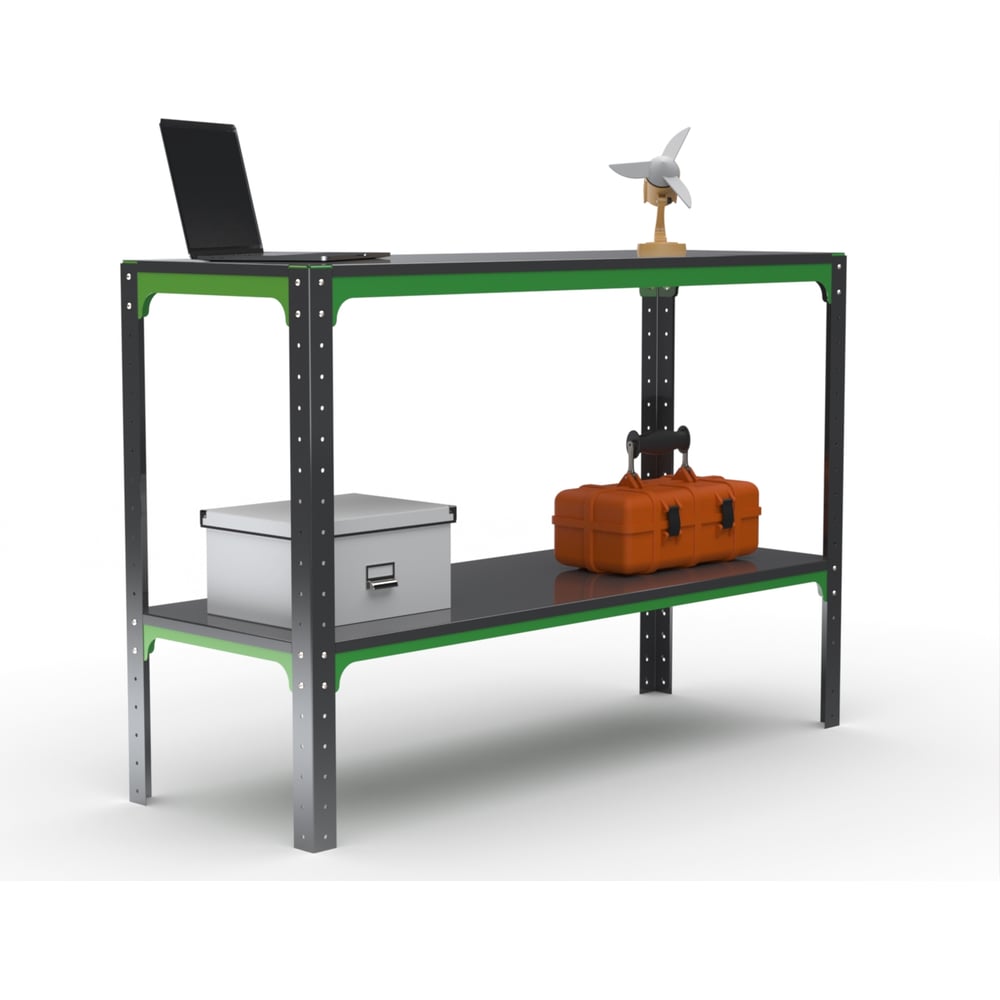 Изображение товара Стол-верстак ООО Металекс серия KIT 950х1700х400 серо-зеленый для мастерской