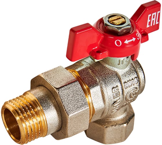 Изображение товара Шаровой кран ROMMER RBV-0006-2610215 неполнопроходной, угловой, с американкой RG00938RJN6M03