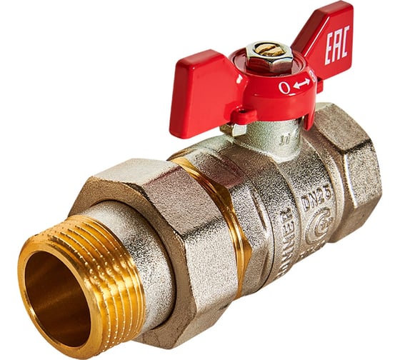 Изображение товара Кран шаровой с американкой ROMMER, ВР/НР, ручка бабочка, 1 дюйм RBV-0005-2510225 RG00938RJNB615