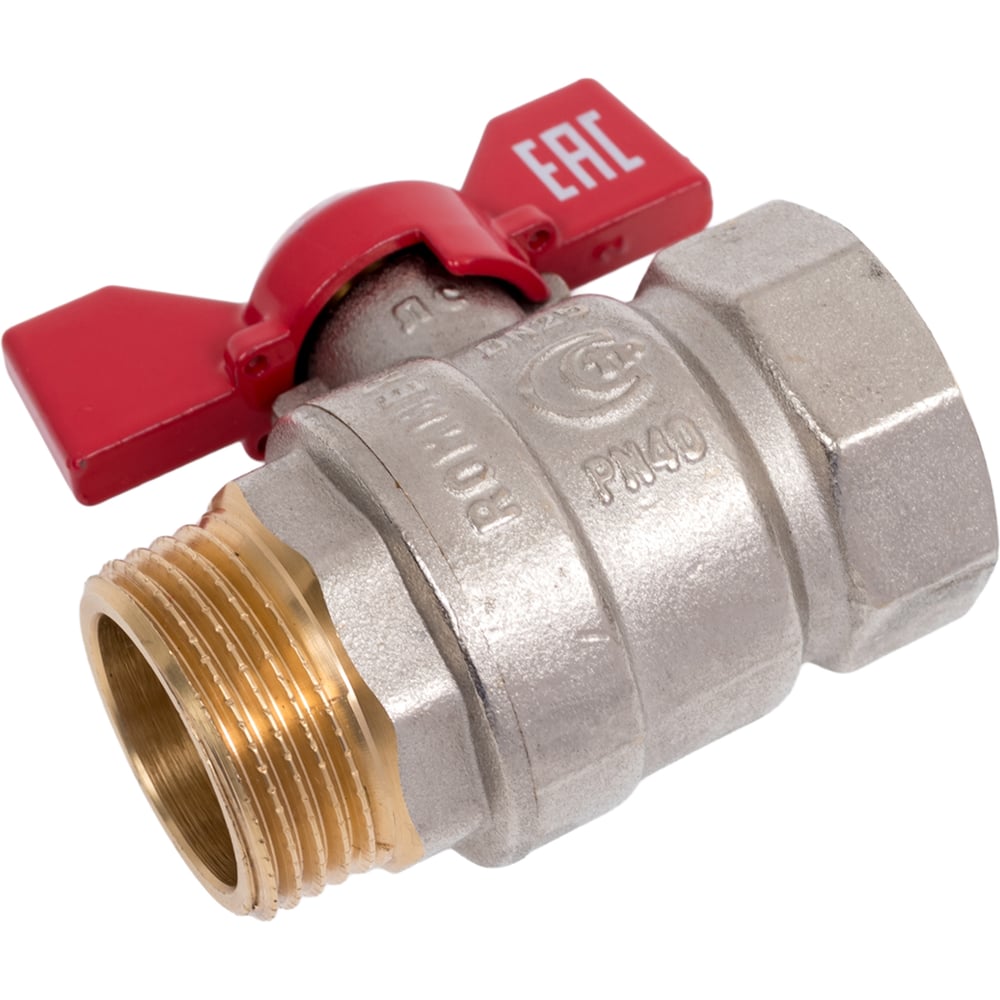 Изображение товара Кран шаровой ROMMER с ручкой бабочка, 1 дюйм, надежный и удобный