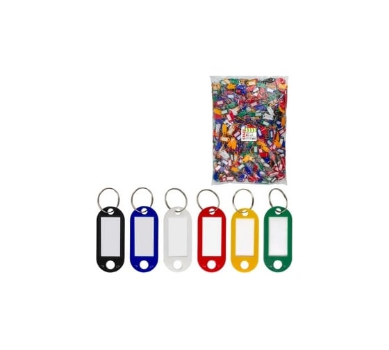 Изображение товара Бирки для ключей STAFF КОМПЛЕКТ 1000 шт, длина 50 мм, инфо-окно 30х15 мм, АССОРТИ 237494