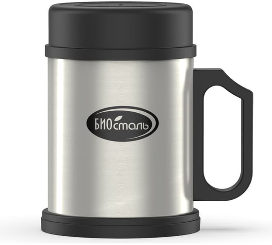 Изображение товара Кружка Biostal 0.33 л, с пластиковой ручкой и крышкой NM-108B