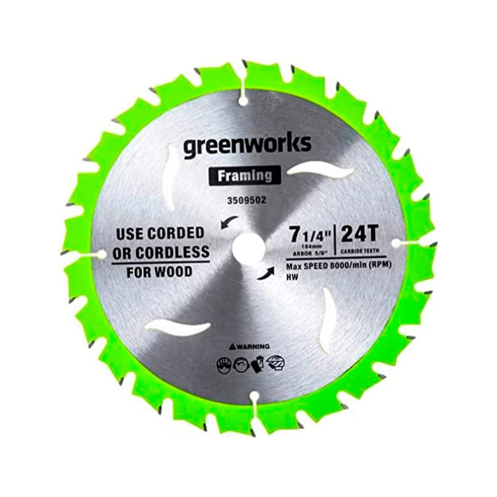 Изображение товара Диск пильный по дереву 184 мм 24 зуба GreenWorks 2943407