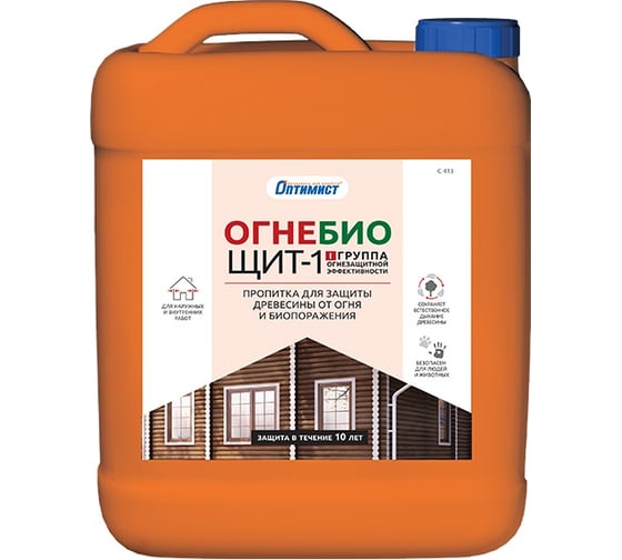 Изображение товара Огнезащитная пропитка Оптимист Огнебиощит-1 С413 красный, 5 л OPI023