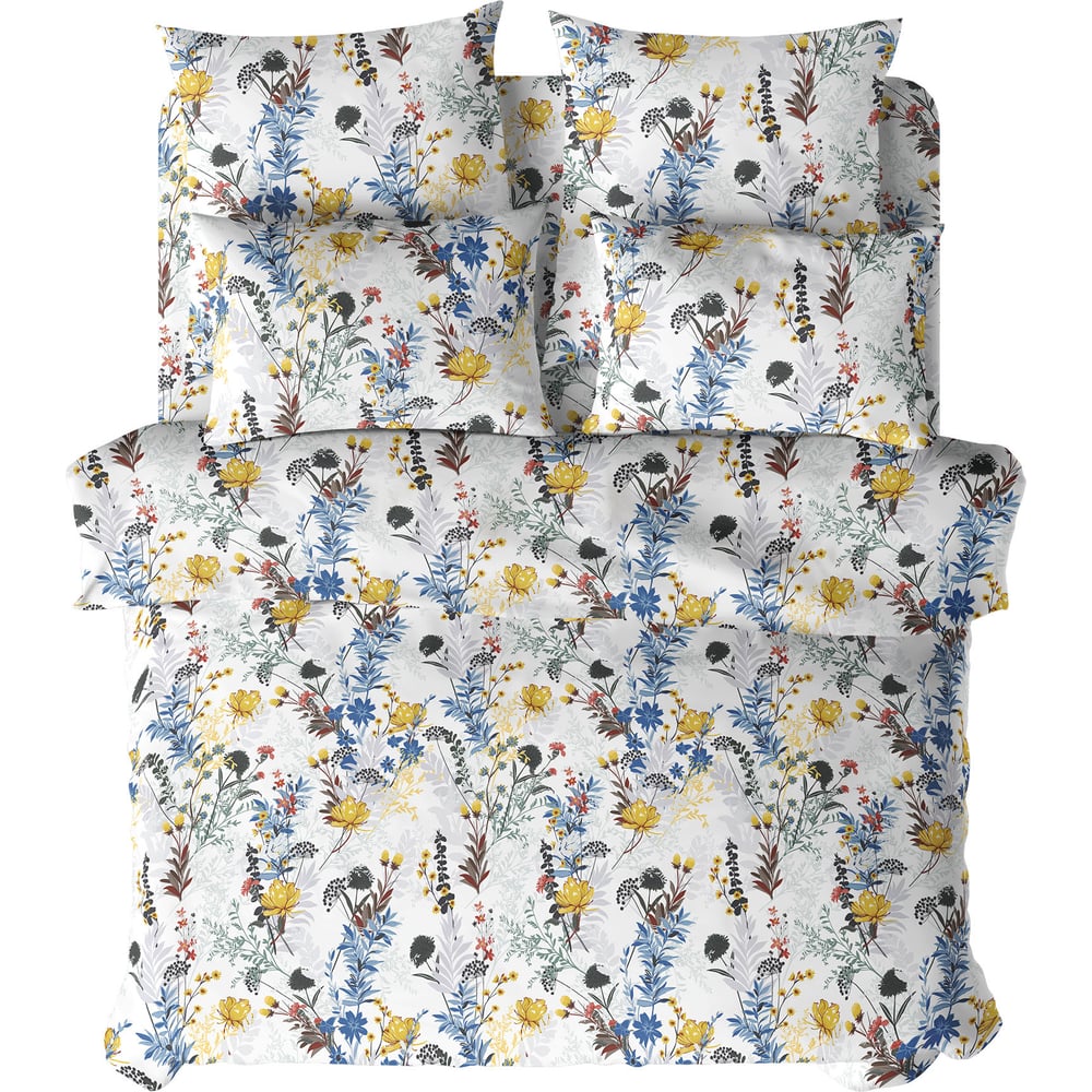 Изображение товара Комплект постельного белья Волшебная Ночь 1.5-спальный Оазис 105 г/м2 белый с цветами