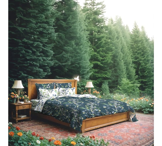 Изображение товара Комплект постельного белья Волшебная Ночь перкаль, Семейный, RAINY GARDEN с наволочками 70/70 925663