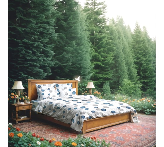 Изображение товара Комплект постельного белья Волшебная Ночь перкаль, 1.5-спальный, WATER RINGS с наволочками 50/70 925634