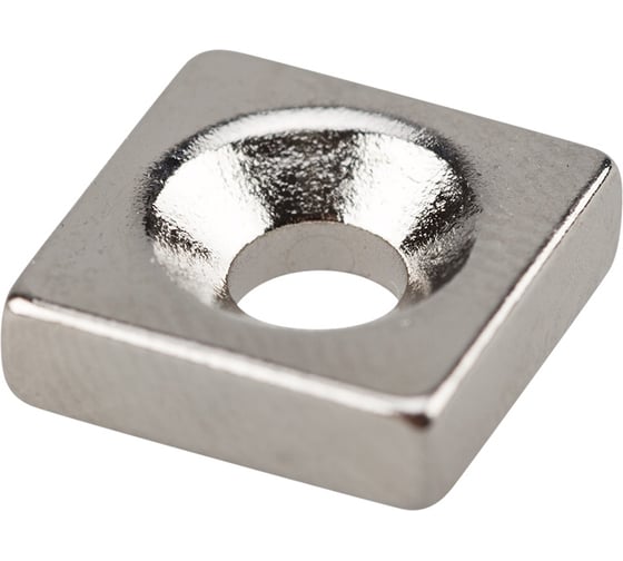 Изображение товара Неодимовый магнитный прямоугольник REXANT 10х10х3 мм с зенковкой 6х3,5 мм 3 шт 72-3700