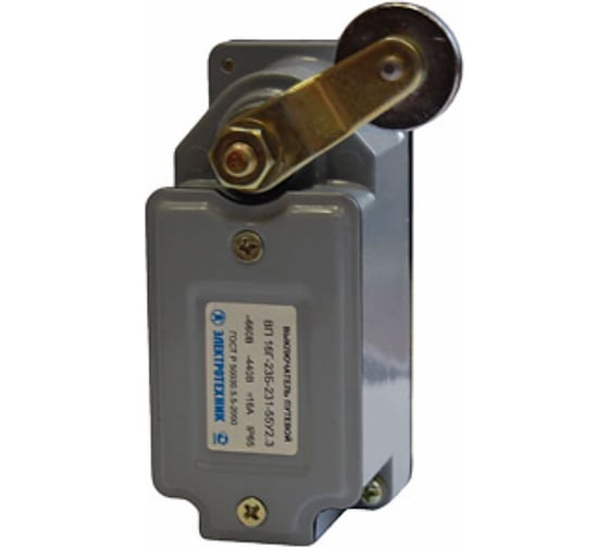 Изображение товара Выключатель путевой Электротехник ВП 16Е-23А-231-55 У2.3, рычаг с роликом, с сальником, ход вправо, cамовозврат, 1з и 1р, IP55, ET522959