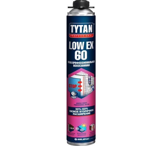 Изображение товара Пена монтажная TYTAN PROFESSIONAL low ex 60 профи, 750 мл, всесезонная 274652