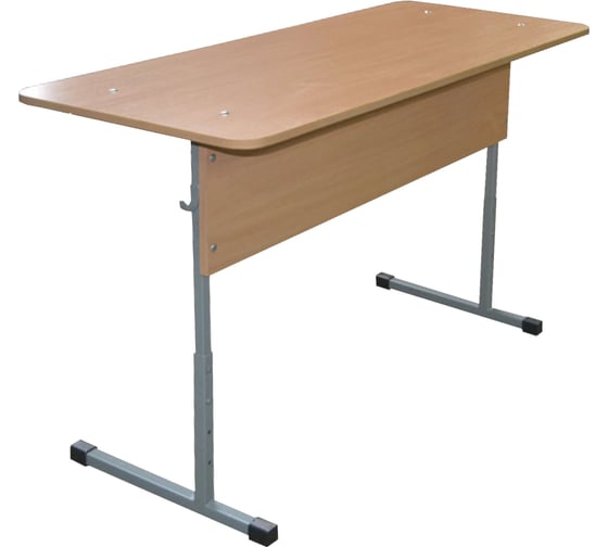 Изображение товара Стол-парта ОФИСМАГ 2-местная, регулируемая, Бюджет, 1200х500х520-640 мм, рост 2-4, серый каркас, ЛДСП/бук, ш/к35588 531367