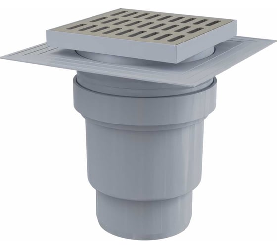 Изображение товара Трап Alca Plast регулируемый, вертикальный выпуск, гидрозатвор Дн110 нерж сталь,150х150 мм APV13 004-0790