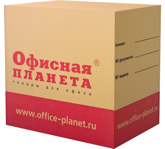 Изображение товара Гофроящик с логотипом ОФИСМАГ д 370 мм, ш 270 мм, в 370 мм, марка Т22, профиль В, Офисная планета малый 500372