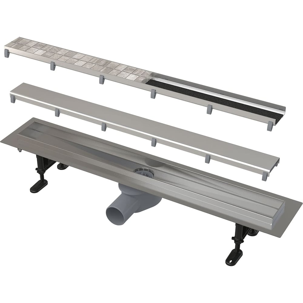 Изображение товара Душевой лоток Alca Plast горизонтальный выпуск, комбинированный затвор Дн50 850х60 нерж решетка, комбинированная APZ13-DOUBLE9-850 025-1406