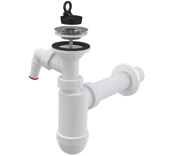 Изображение товара Бутылочный сифон для умывальника Alca Plast литоый выпуск 1 1/4"x40 с прямой трубкой 40 мм, нерж/сетка A41P 025-1338