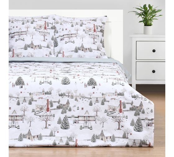 Изображение товара Комплект постельного белья Этель Winter countryside дуэт 143х215 см 2 шт, 220х240 см, 70х70 см 2 шт, поплин 125 г/кв.м 1038331 10383316