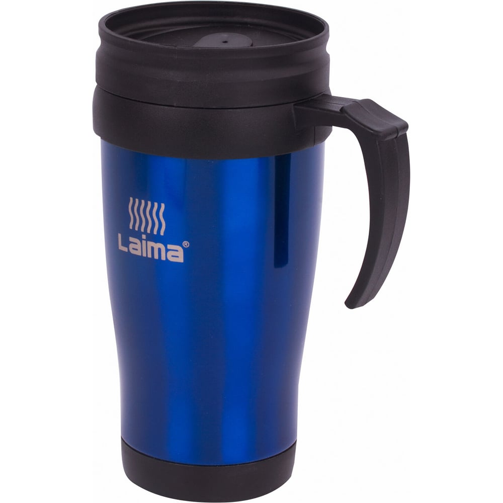 Изображение товара Термокружка ЛАЙМА LAIMA, 400 мл, нержавеющая сталь, пластиковая ручка, синяя 605128