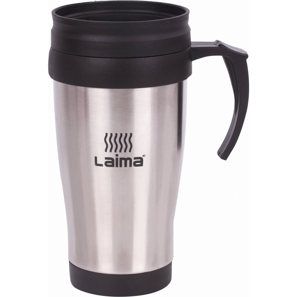 Изображение товара Термокружка ЛАЙМА LAIMA 400 мл нержавеющая сталь пластиковая ручка серебристая