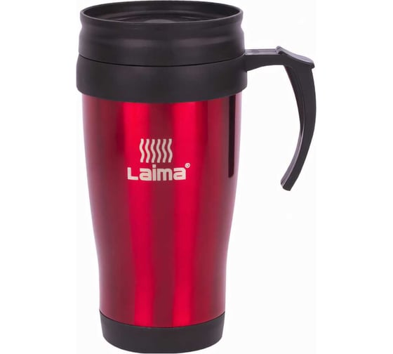 Изображение товара Термокружка ЛАЙМА LAIMA, 400 мл, нержавеющая сталь, пластиковая ручка, красная 605127