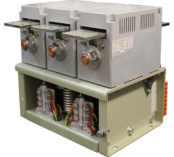 Изображение товара Контактор вакуумный Электротехник КВТ-1,14-5/1000-3 У3, трёхполюсный, 220В,  AC/DC, 4з+3р, нереверсивный, без реле, IP00, ET006377