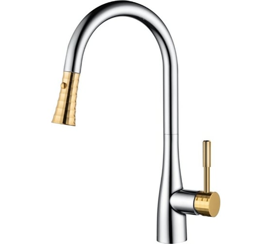 Изображение товара Смеситель для кухни D&K Rhein.Schiller с выдвижной лейкой, хром/золото DA1462504A