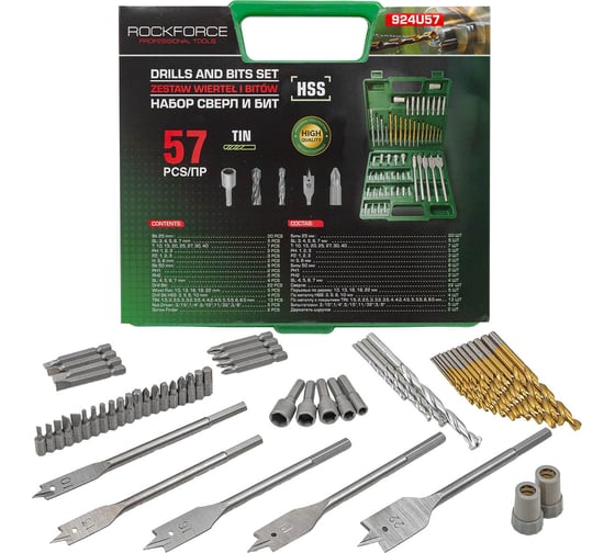 Изображение товара Сверла и биты, набор 57 предметов Rockforce RF-924U57(60718)