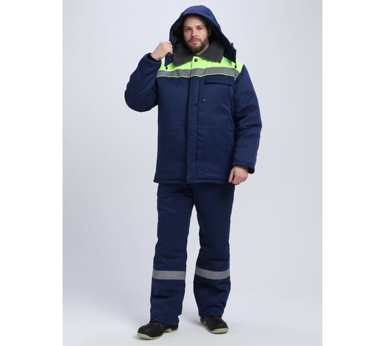 Изображение товара Костюм зимний ФАКЕЛ Труженик-Ультра СОП (тк.Смесовая,210) брюки, темно-синий/лимонный 87491265.001