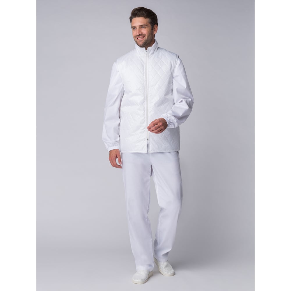 Изображение товара Мужской утепленный жилет ФАКЕЛ ХАССП из ткани Дюспо белый 68-70