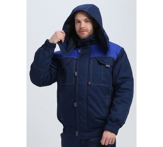 Изображение товара Зимняя укороченная куртка Факел Флофт Премиум (ткань смесовая,240) т.синий/васильковый/серый 87491261.005