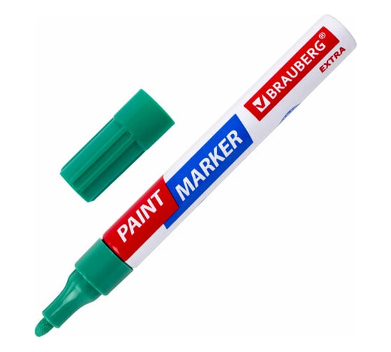 Изображение товара Лаковый маркер-краска BRAUBERG EXTRA paint marker 4 мм, зеленый, улучшенная нитро-основа, 151985