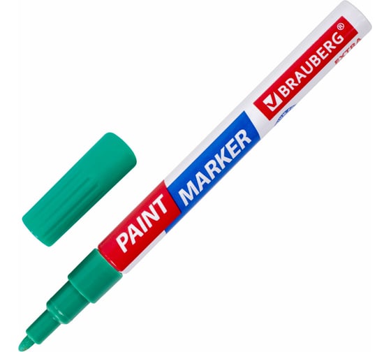 Изображение товара Лаковый маркер-краска BRAUBERG EXTRA paint marker 2 мм, зеленый, улучшенная нитро-основа, 151974