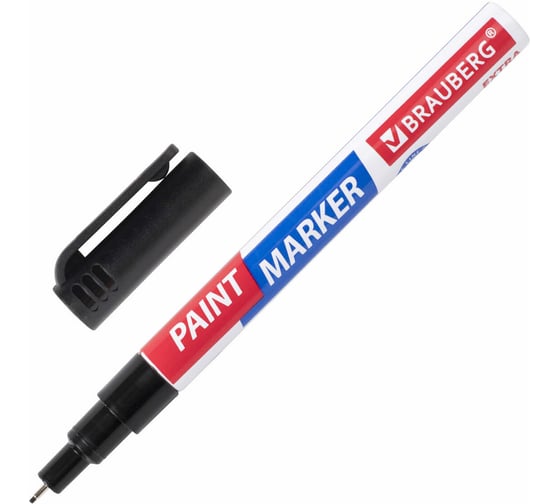 Изображение товара Лаковый маркер-краска BRAUBERG EXTRA paint marker 1 мм, черный, улучшенная нитро-основа, 151960
