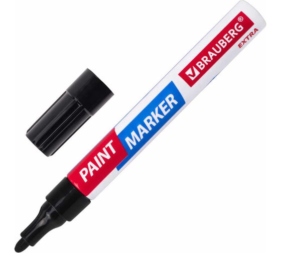 Изображение товара Лаковый маркер-краска BRAUBERG EXTRA paint marker 4 мм, черный, улучшенная нитро-основа, 151979