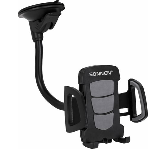 Изображение товара Держатель для телефона в авто SONNEN на стекло, зажим 50 - 100 мм, вращение 360 гр 354921