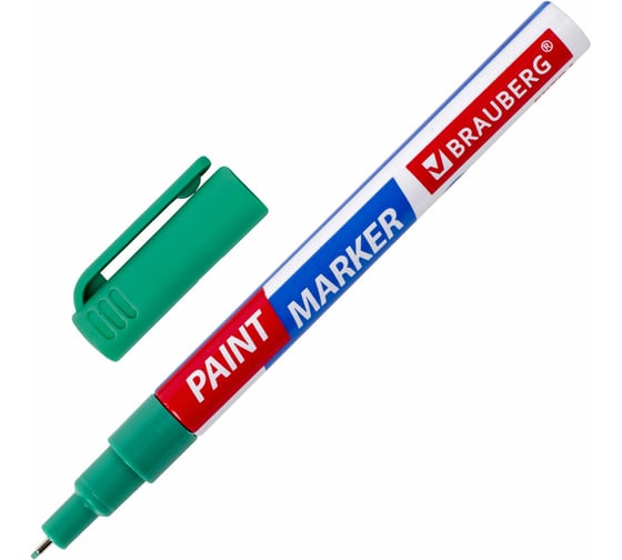Изображение товара Лаковый маркер-краска BRAUBERG EXTRA paint marker 1 мм, зеленый, улучшенная нитрооснова, 151966
