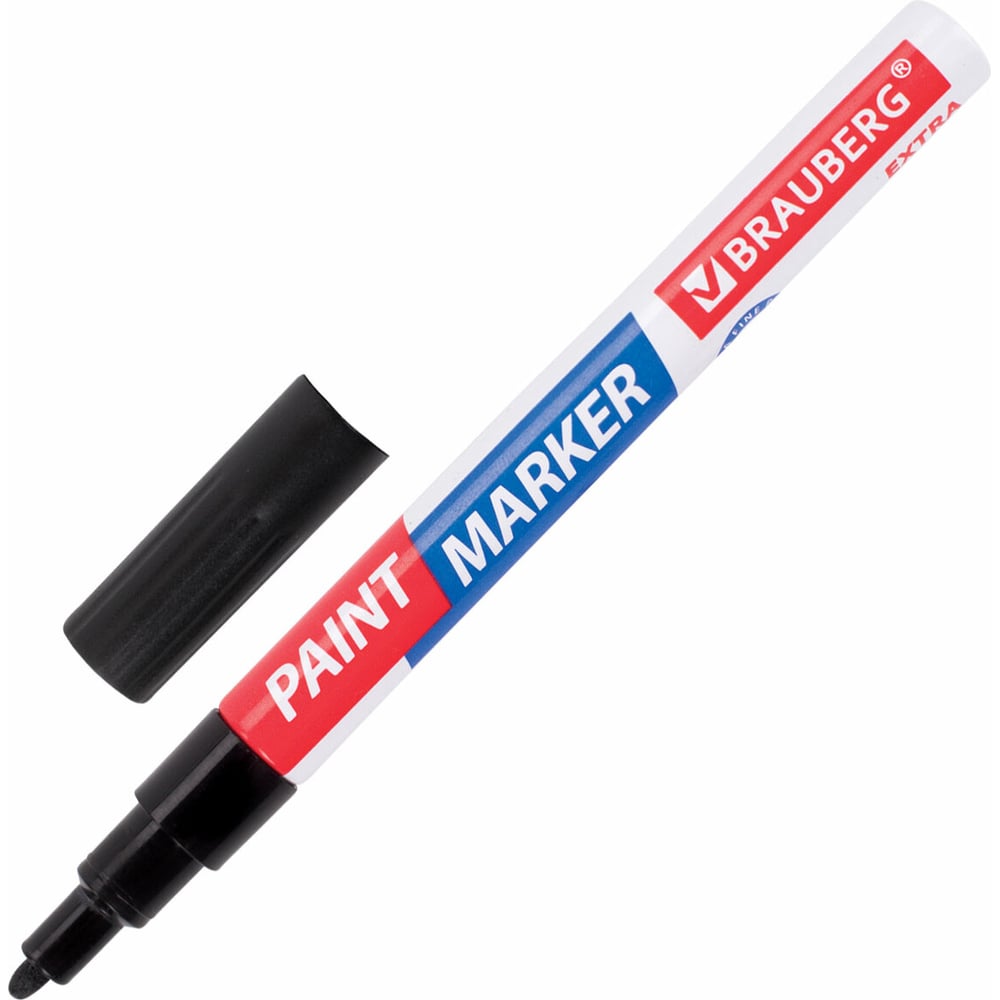 Изображение товара Лаковый маркер-краска BRAUBERG EXTRA paint marker 2 мм, ЧЕРНЫЙ, УЛУЧШЕННАЯ НИТРО-ОСНОВА, 151968