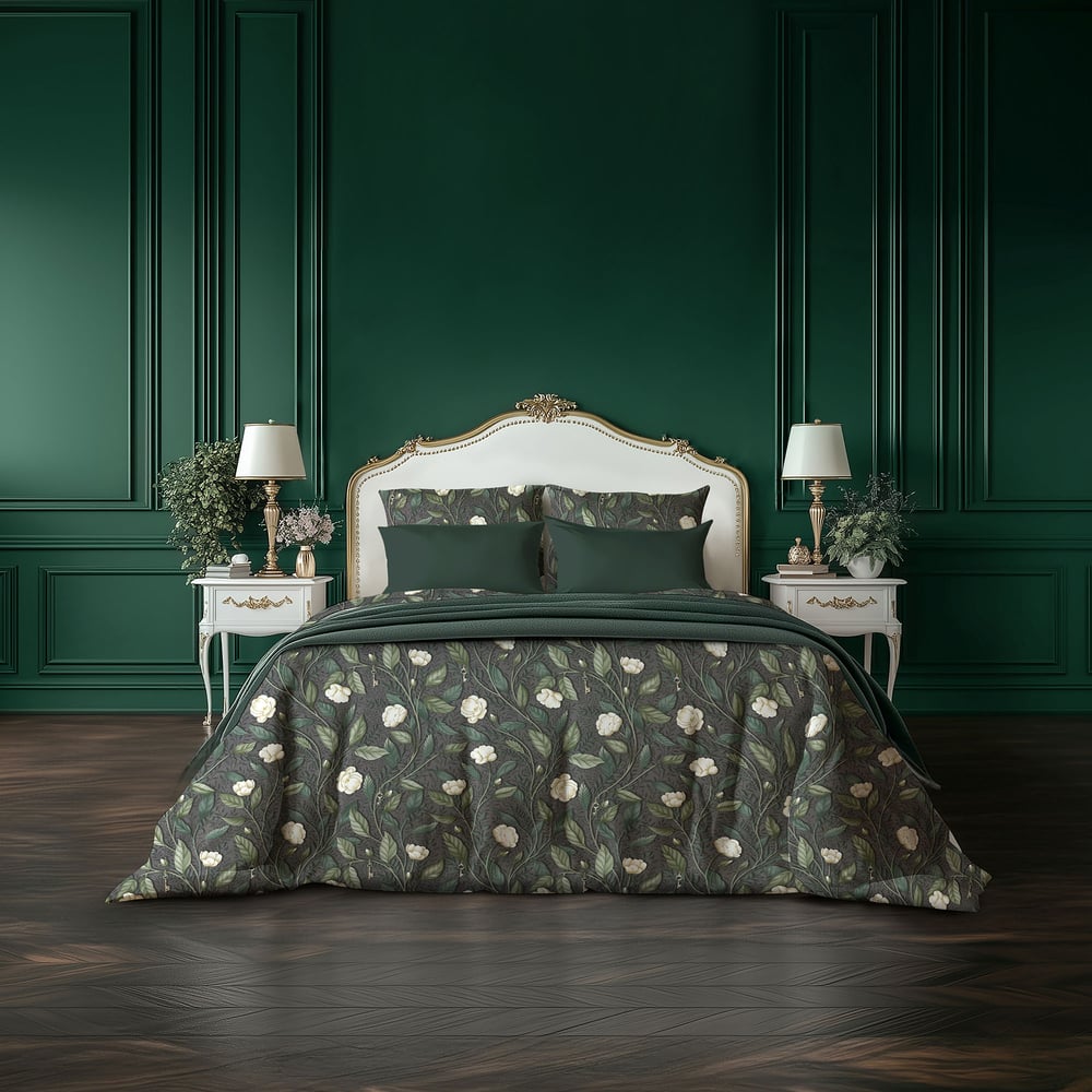 Изображение товара Комплект постельного белья Verossa Сатин семейный Keys 145 г/м² зеленый 50/70 70/70