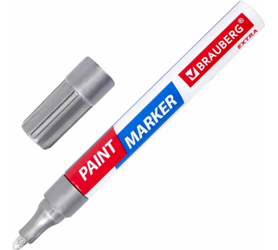 Изображение товара Лаковый маркер-краска BRAUBERG EXTRA paint marker 4 мм, серебряный, улучшенная нитро-основа, 151982