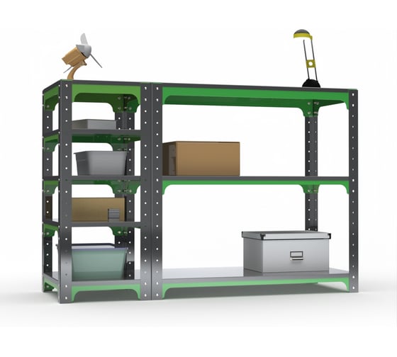 Изображение товара Стол-верстак ООО Металекс Metalex серия KIT 950х1700х500 с боковыми полками, серо-зеленый 204071