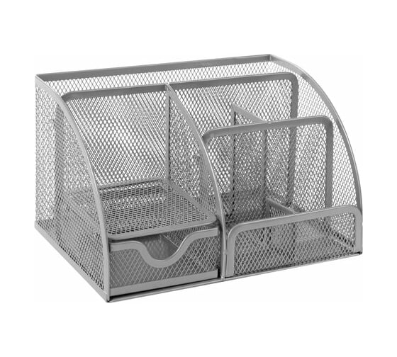 Изображение товара Металлическая подставка-органайзер BRAUBERG 7 секций, 125х220х140 мм, серебро 237417