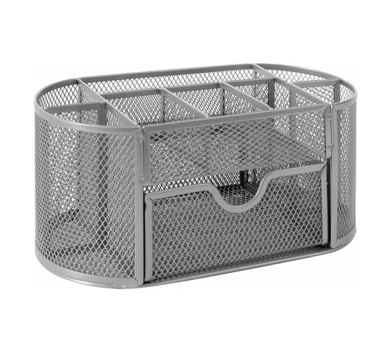 Изображение товара Металлическая подставка-органайзер BRAUBERG 9 секций, 105х220х110 мм, серебро 237419