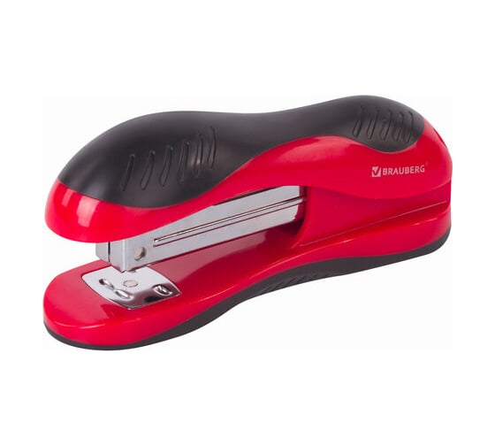 Изображение товара Эргономичный степлер BRAUBERG JET № 24/6, 26/6, до 25 листов, красно-черный 229688
