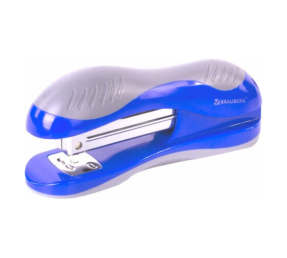 Изображение товара Эргономичный степлер BRAUBERG JET № 24/6, 26/6, до 25 листов, сине-серый 229689