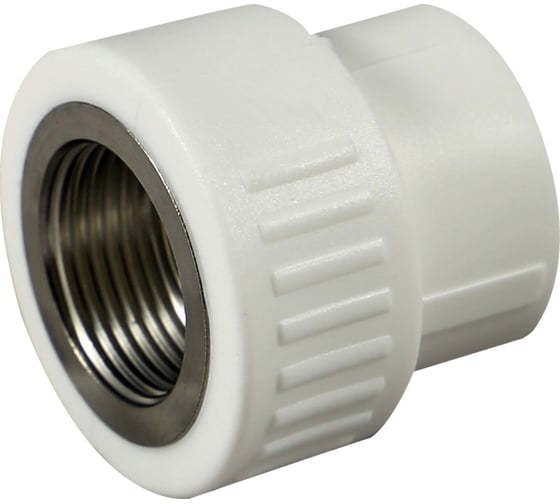Изображение товара Муфта прямая 20×1/2" с внутренней резьбой, полипропилен/латунь, белая — для соединения пластиковых и металлических труб в системах водоснабжения и отопления Millennium 3M22-nfo-200b00